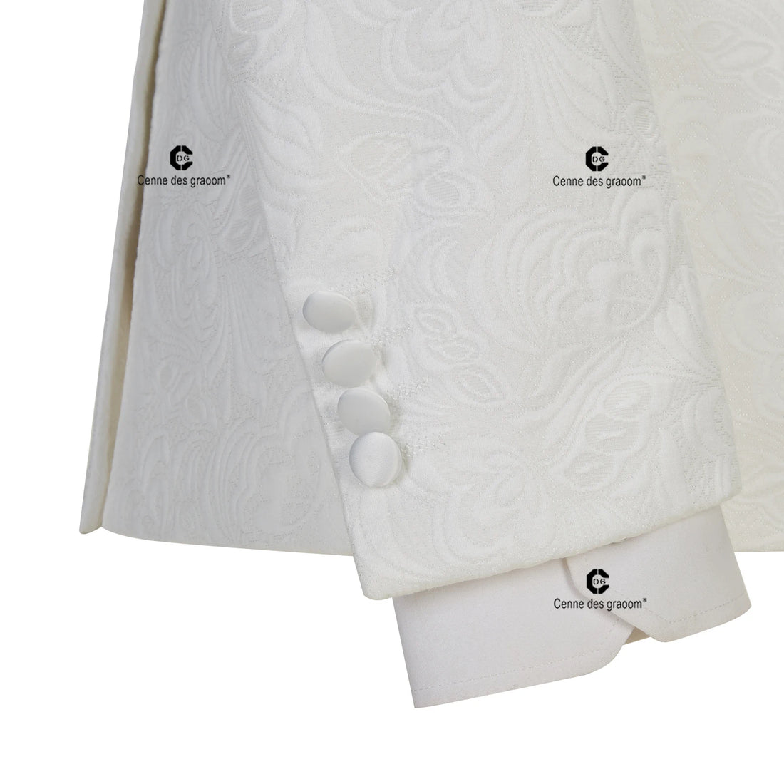 Ivory Paisley Jacket & Black Pants Slim Fit Tuxedo