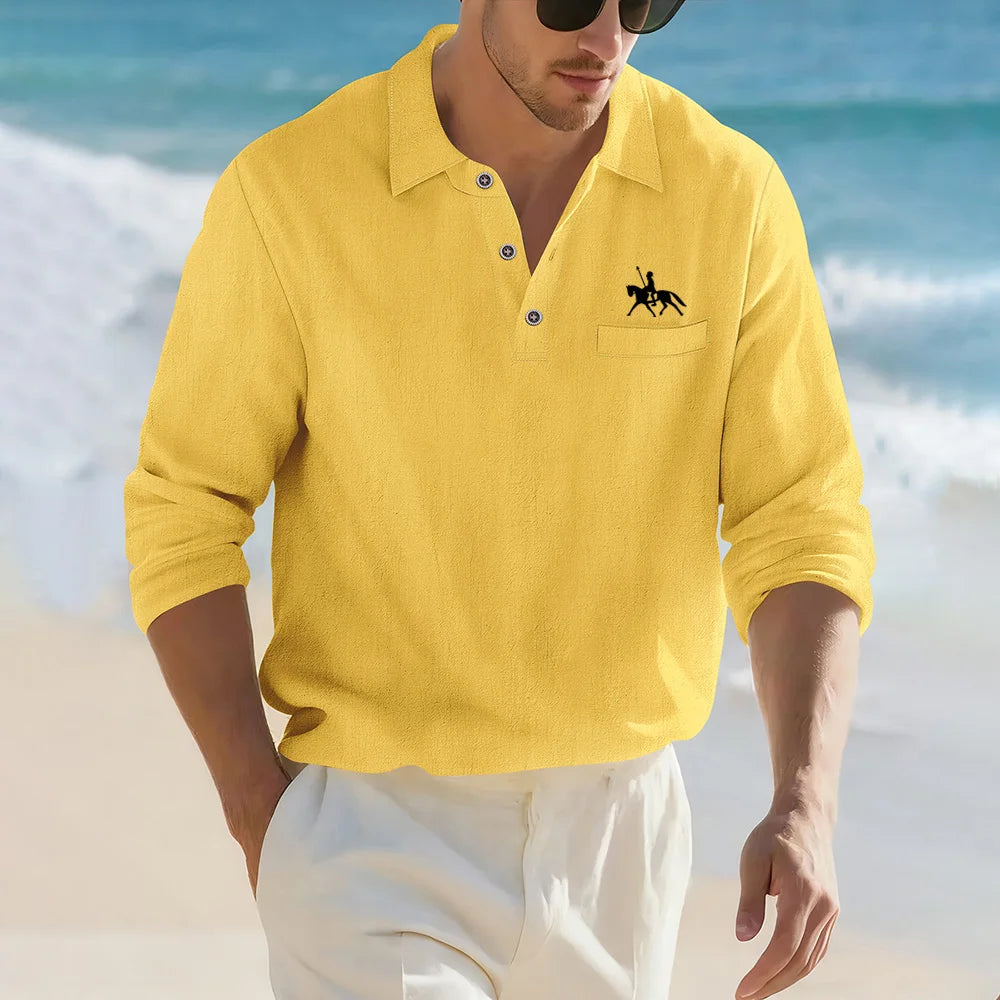 Men’s Casual Linen Cotton Lapel Shirt