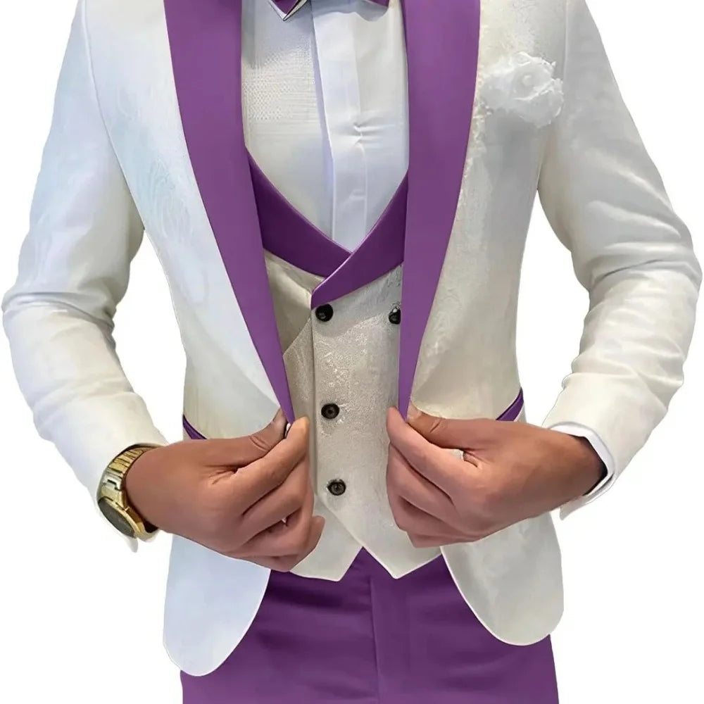 Regular Fit Double Breasted Blazer, Vest & Pants