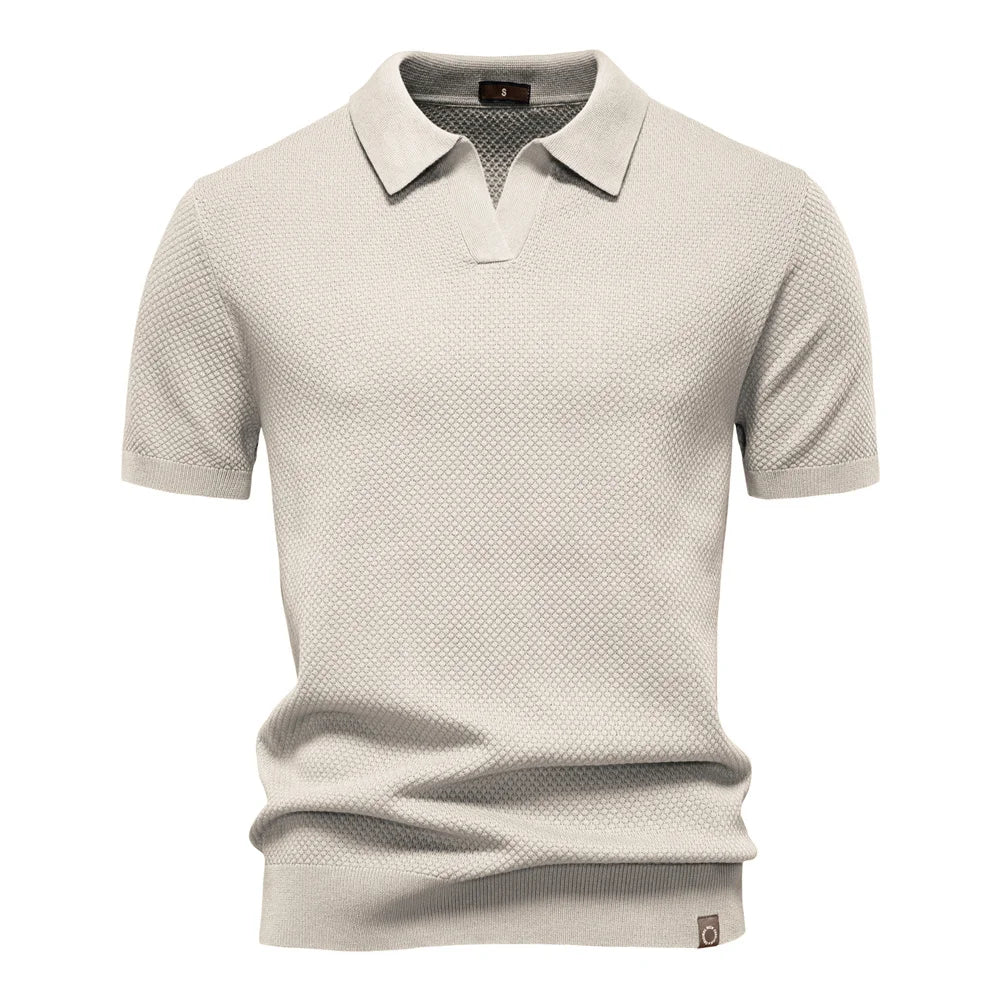 Breathable Solid Color Summer Casual Collared T-Shirt