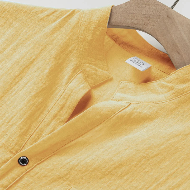 Men’s Cotton Linen Henley T-Shirt