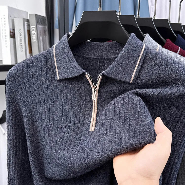Ribbed Texture Business Casual Pullover