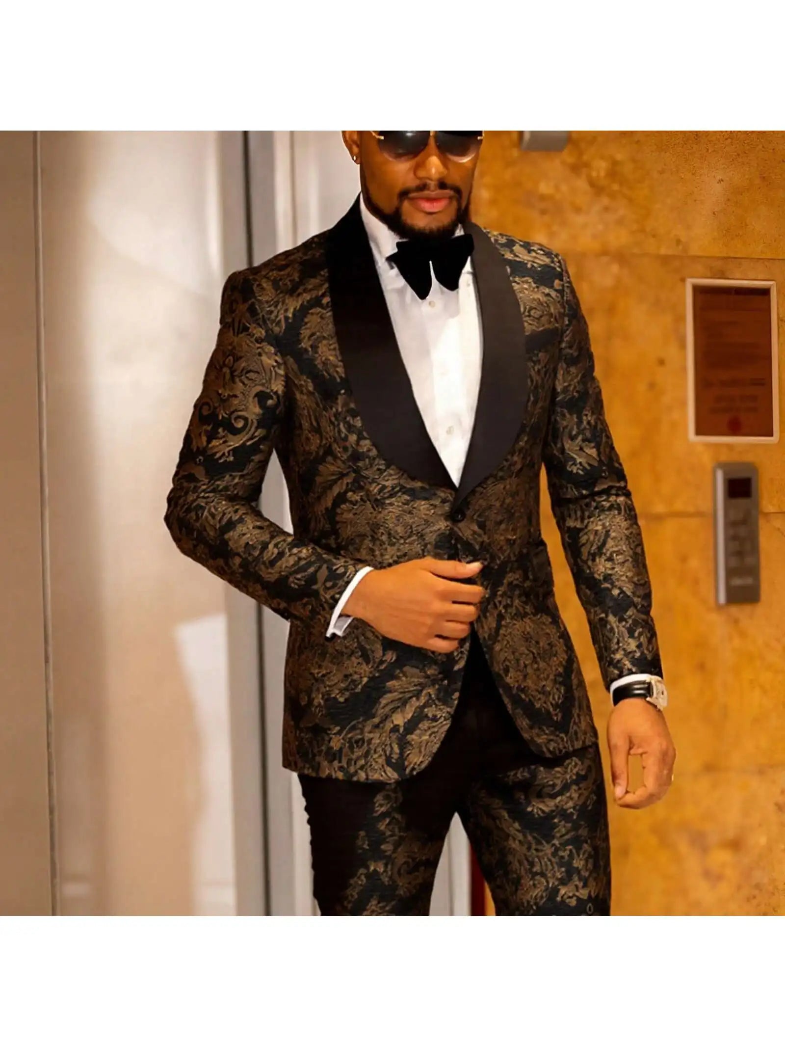 Men’s Jacquard Slim Fit 2-Piece Suit