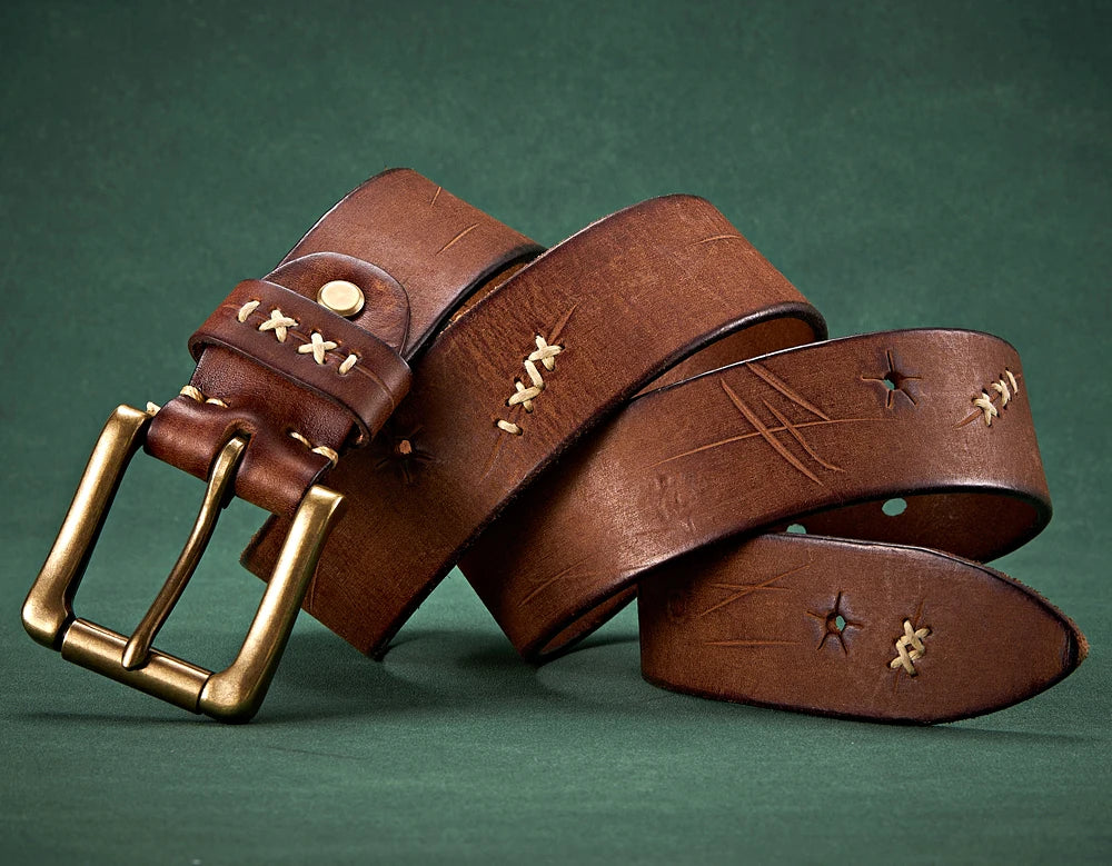 Men’s Luxury Leather Belt with Brass Buckle