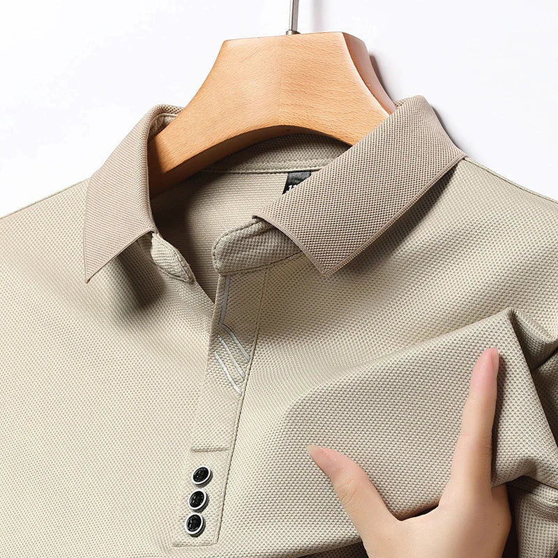 Men Long Sleeve V Neck Shirt Business Sweatwear Top
