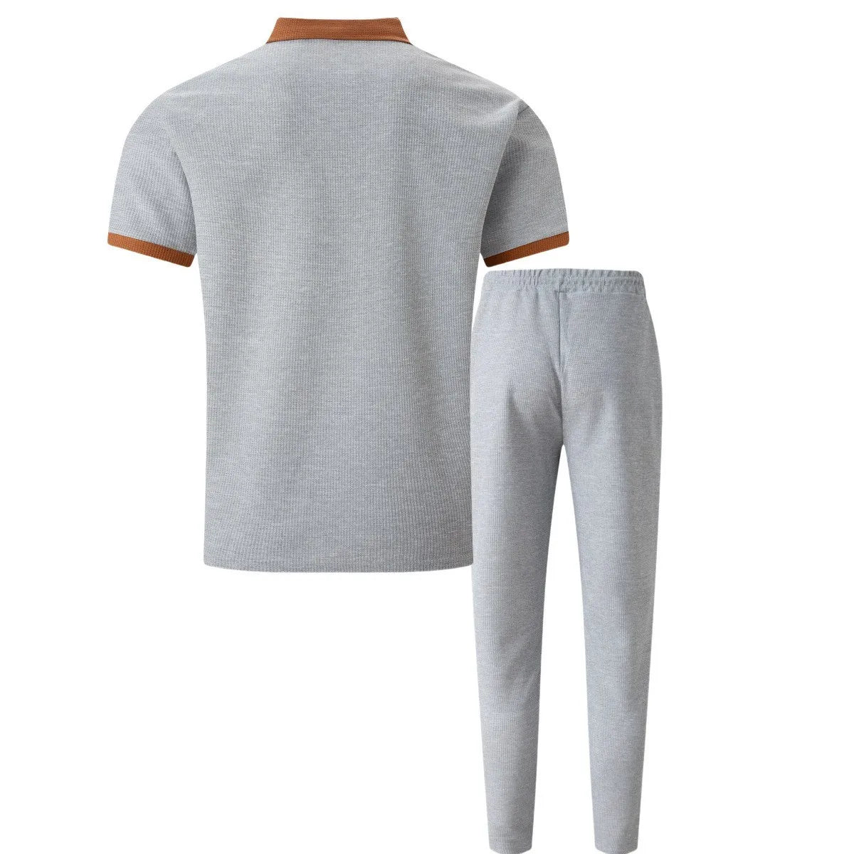 Men’s Summer Waffle Collar 2-Piece Set