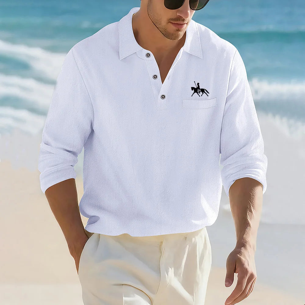 Men’s Casual Linen Cotton Lapel Shirt